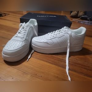 Never worn all white low rise nautica sneakers